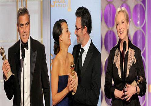 Nella serata che anticipia gli Oscar, vincono Clooney, la Streep e The Artist
