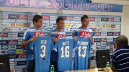 Presentazione ufficiale a Castelvolturno per Giandomenico Mesto, Omar El Kaddouri e Bruno Uvini. Ad introdurli il direttore sportivo, Riccardo Bigon
