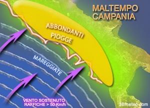 Forti piogge e temperature in calo di 10 gradi interesseranno la regione nelle prossime 48 ore
