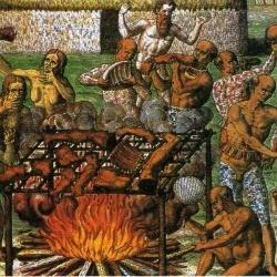 Un dipinto rappresentante un banchetto tra cannibali